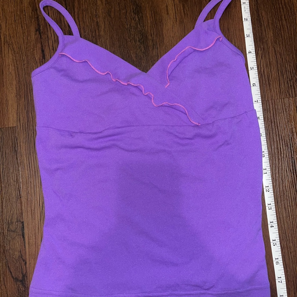 Guess Ruffled Purple Camisole Fitted Top